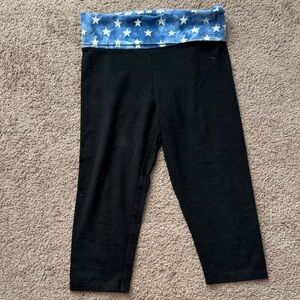 PINK Victoria's Secret Black Leggings with Blue Star Waistband